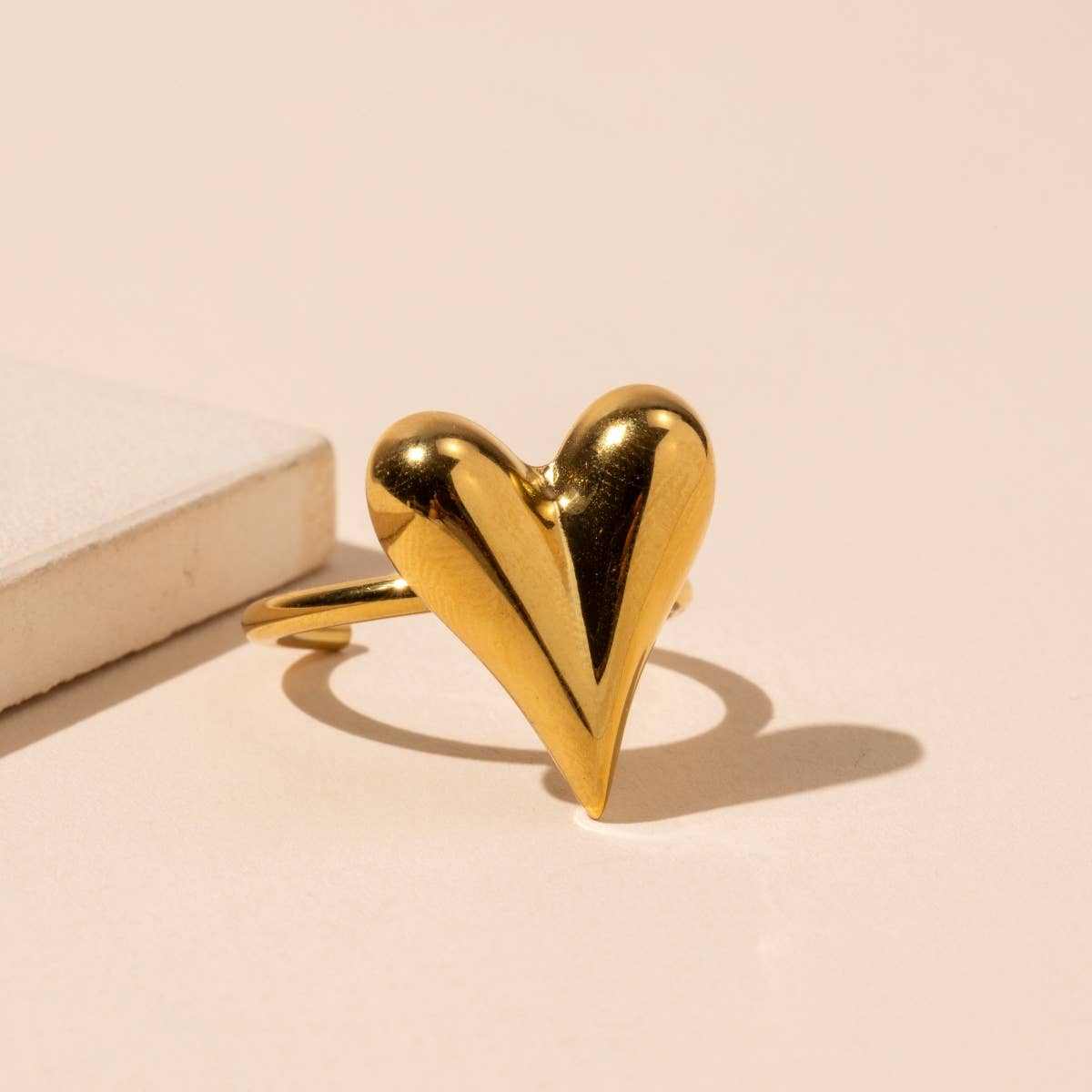 Heart Charm Basic Stainless Steel Ring
