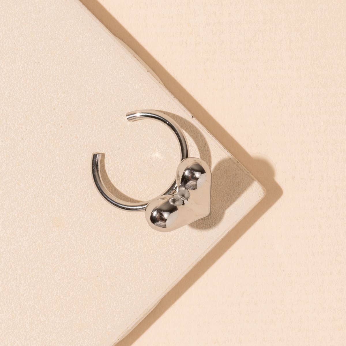 Heart Charm Basic Stainless Steel Ring